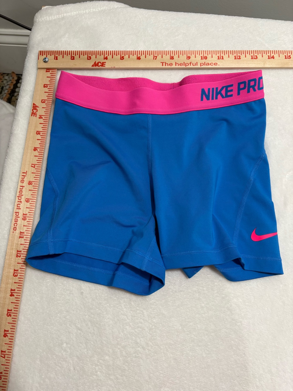Nike Blue Shorts with Pink Waistband and Swoosh